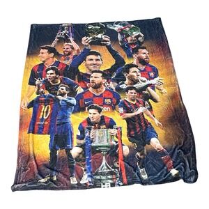Lionel Messi blanket featuring multiple images of him in FC Barcelona 57"x 48"